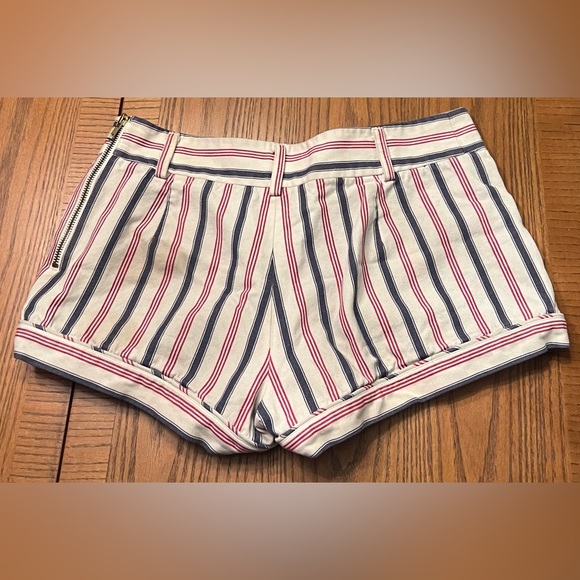 L.A.M.B. by Gwen Stefani Nautical Vertical Striped Shorts Gold Square Snaps Sz 8 - Picture 5 of 8